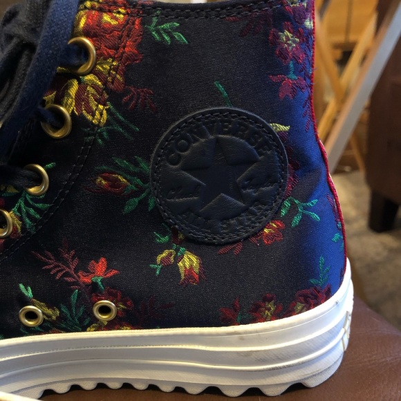 Converse Platform CTAS Lift Ripple Obsidian Navy‎ Floral Sneakers Size 8.5 - Picture 9 of 11